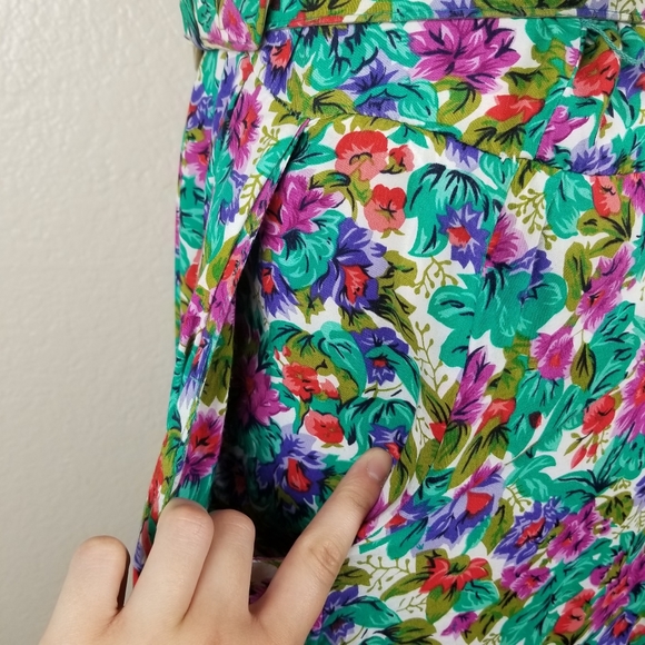 Vintage Tareti Floral Dress with Belt Medium - Picture 5 of 10